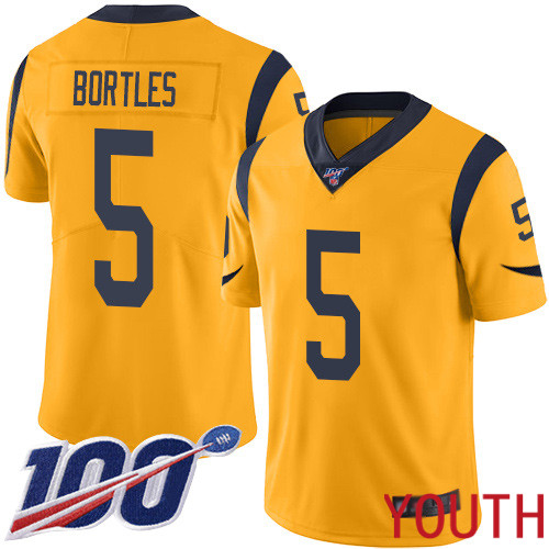 Los Angeles Rams Limited Gold Youth Blake Bortles Jersey NFL Football #5 100th Season Rush Vapor Untouchable->youth nfl jersey->Youth Jersey